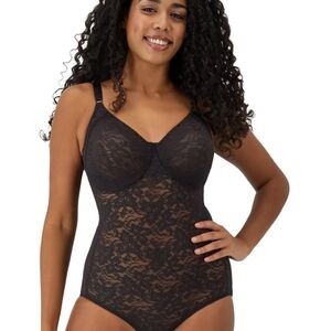 Bali Black Lace Underwire Bodysuit Shapewear - 38B - NWT